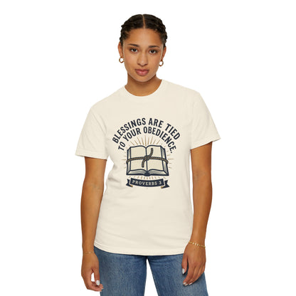 Christian T-Shirt — "Blessings Are Tied to Your Obedience" Proverbs 3 Bible Tee
