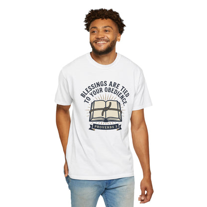 Christian T-Shirt — "Blessings Are Tied to Your Obedience" Proverbs 3 Bible Tee