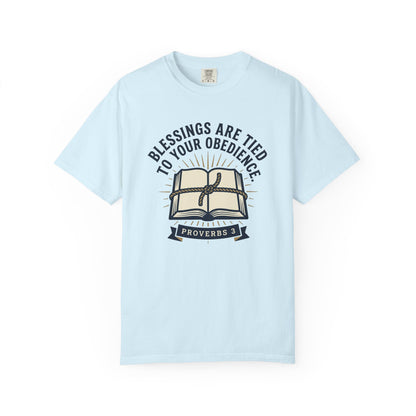 Christian T-Shirt — "Blessings Are Tied to Your Obedience" Proverbs 3 Bible Tee