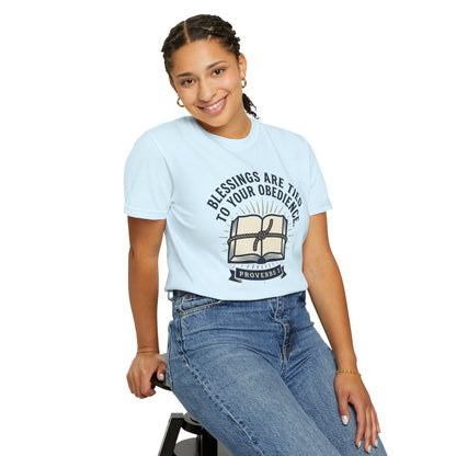 Christian T-Shirt — "Blessings Are Tied to Your Obedience" Proverbs 3 Bible Tee