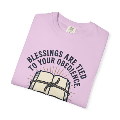 Christian T-Shirt — "Blessings Are Tied to Your Obedience" Proverbs 3 Bible Tee