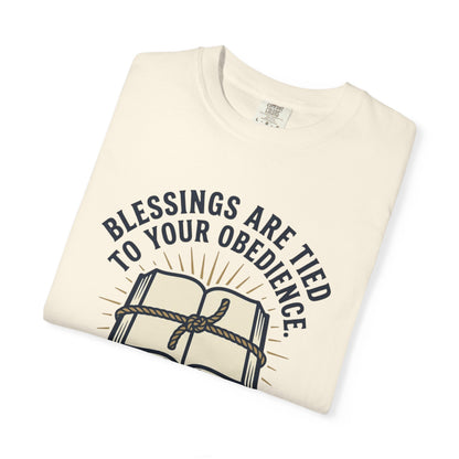 Christian T-Shirt — "Blessings Are Tied to Your Obedience" Proverbs 3 Bible Tee