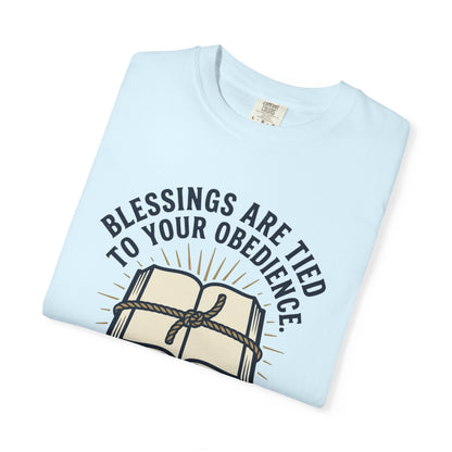 Christian T-Shirt — "Blessings Are Tied to Your Obedience" Proverbs 3 Bible Tee