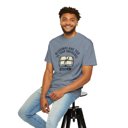 Christian T-Shirt — "Blessings Are Tied to Your Obedience" Proverbs 3 Bible Tee