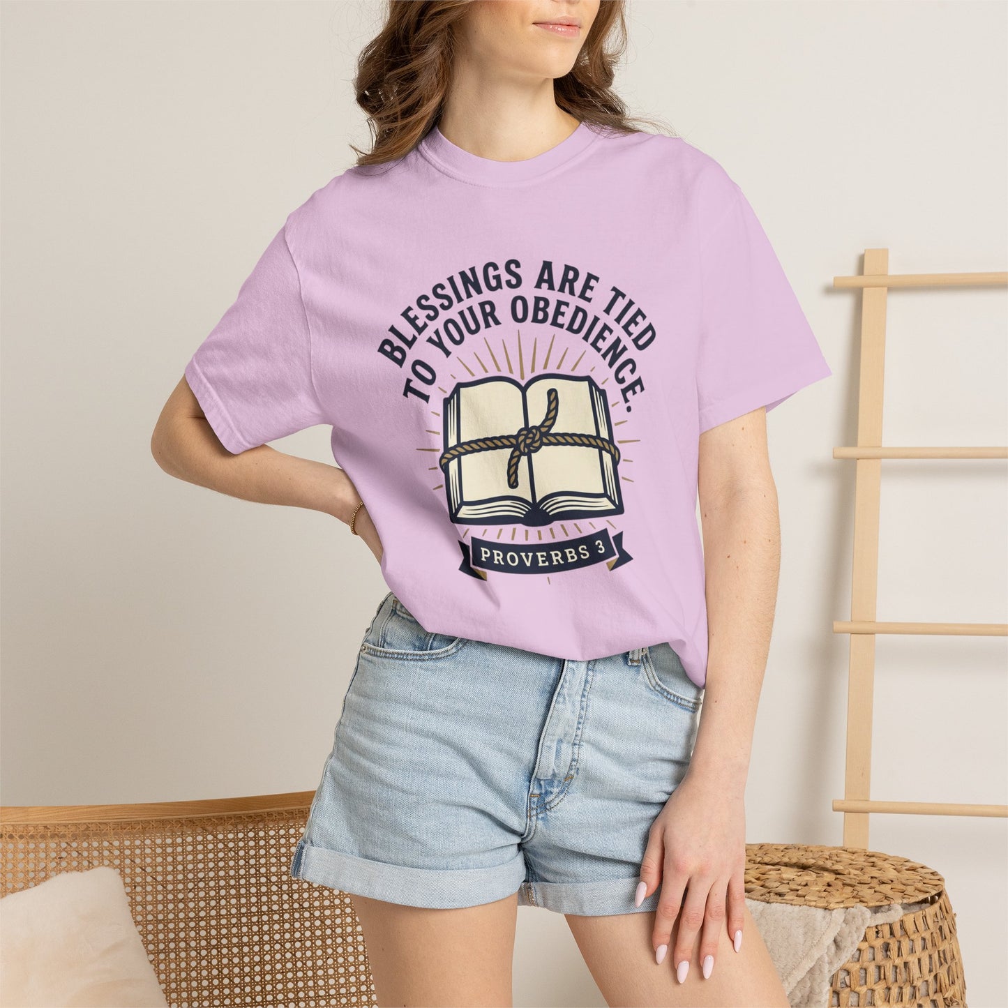 Christian T-Shirt — "Blessings Are Tied to Your Obedience" Proverbs 3 Bible Tee