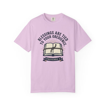 Christian T-Shirt — "Blessings Are Tied to Your Obedience" Proverbs 3 Bible Tee